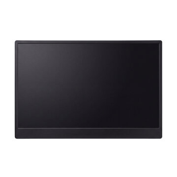 Black rectangular monitor with a blank screen is isolated on transparent background display black-color rectangle