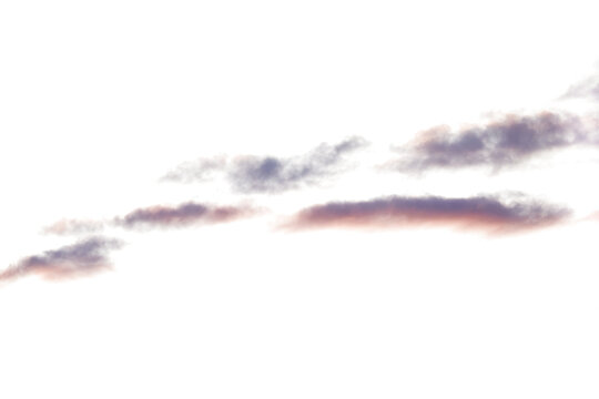 colorful layered pink blue pastel colored clouds in sky isolated on white or transparent png