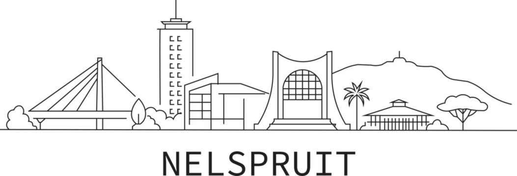 Simple line art shows Nelspruit's skyline