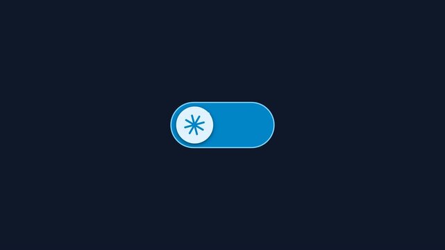 Toggle switch button animation with snowflake icon for cooling, fire and temperature mode setting