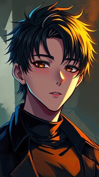A young person stands confidently with bright eyes. The background features art scale elements. This scene captures a moment filled with creativity and expression