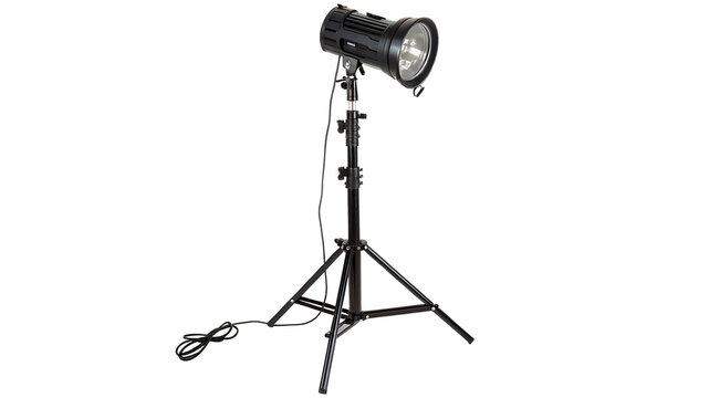 Professional studio photography spotlight flash light softbox tripod isolated on transparent background.