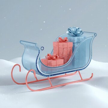 Glass Christmas sleigh with gifts