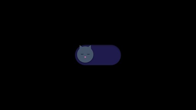 Toggle switch button animation with cat face icon for sleep and wake mode setting