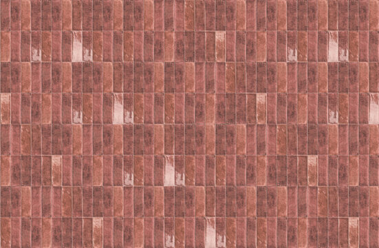 Modern dusky pink ceramic wall tiles arranged in a vertical rectangular block grid pattern for interior design.