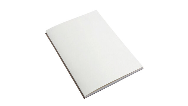 Blank white rectangular book cover mockup template isolated on transparent background.
