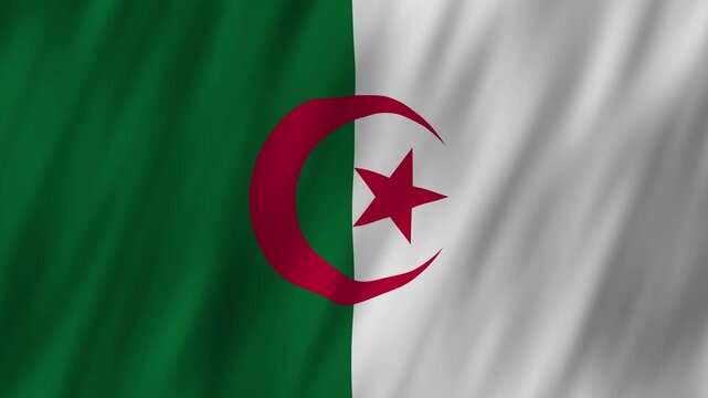 Algeria flag waving in the wind 4K animation background