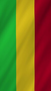 Mali flag waving in the wind 4K animation vertical video