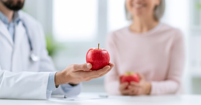 Doctor offering red to patient