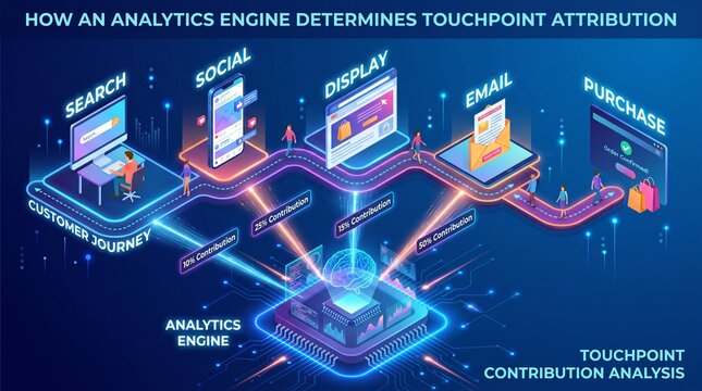 Analytics engine processing customer journey touchpoint attribution data for marketing performance &mdash; Digital Advertising