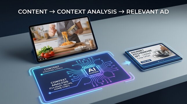 Artificial intelligence analyzing video content to display a relevant kitchenware advertisement &mdash; Digital Advertising