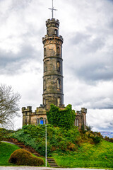 Obraz premium Nelson Monument on Calton Hill in Edinburgh Scotland