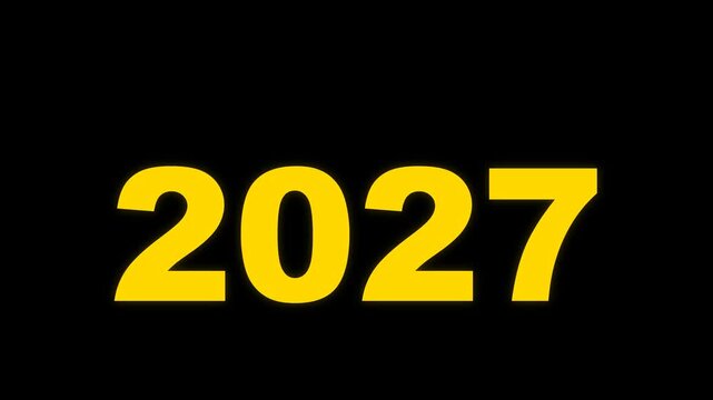A 6-second 4K animation with extra large golden digits on a solid black background. The number 7 falls from above and crushes the number 6, squishing it down until it completely disappears, leaving a