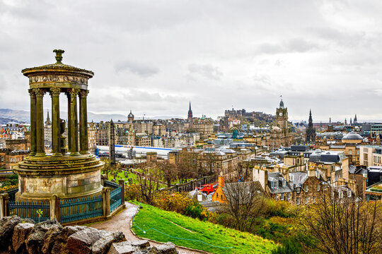 Dugald Stewart Monument overlooking Edinburgh skyline