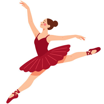 Graceful ballerina dancer in red tutu dress ballet Christmas vector illustration