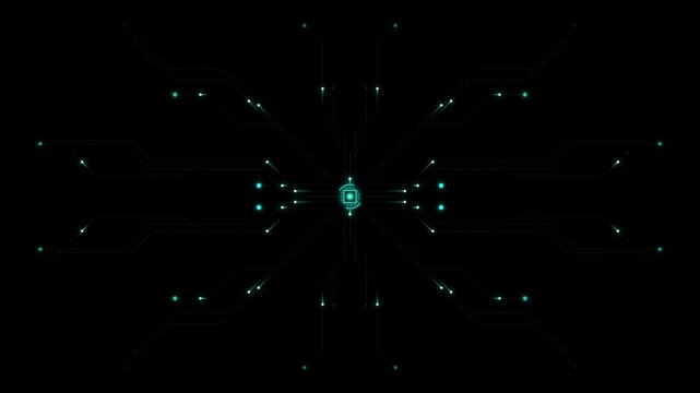 Abstract Quantum Core Cyber Circuit CPU Technology Background - Seamless 4K Animated Loop