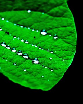 green leaf with water drops