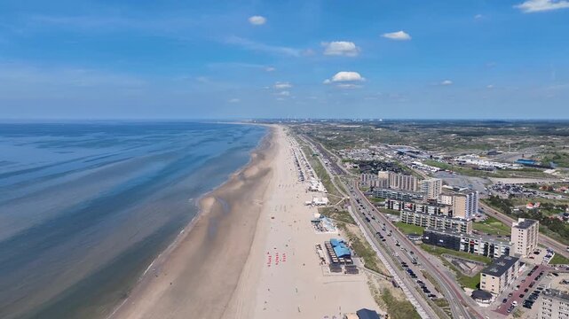 Aerial view of Zandvoort beach on the Dutch North Sea coast