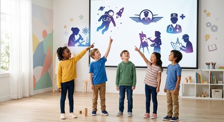 Fototapeta premium Children Imagining Future Careers Concept
