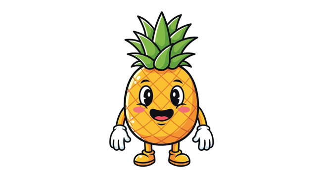 Cute cartoon pineapple character with arms and legs