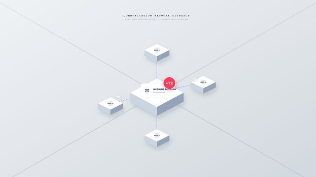 Minimalist isometric business infographic template with connected white blocks on light background
