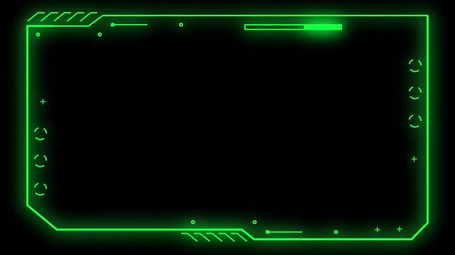 Futuristic sci-fi HUD frame interface loop with glowing neon green cyber border for streaming and gaming