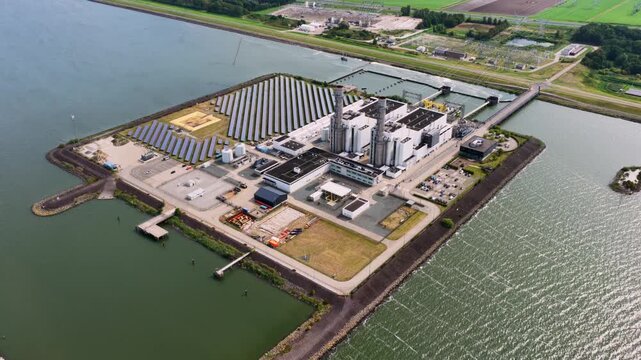 Aerial view of the Maxima power plant near Lelystad in the Netherlands