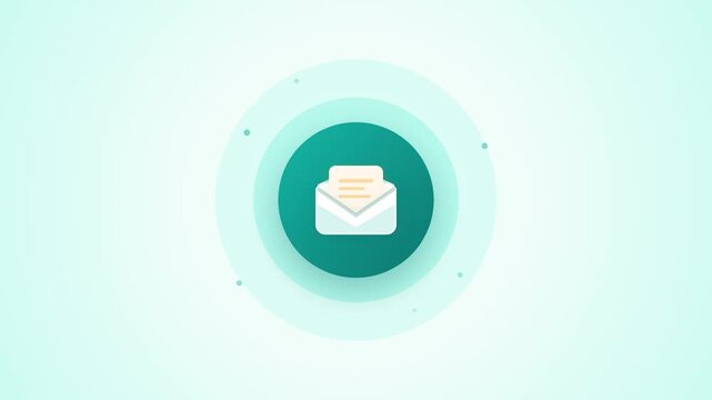 Minimalist digital envelope icon floating inside circular layers creates clean motion animation for modern business email communication interface design projects