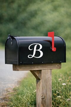 A black mailbox with the letter B logo