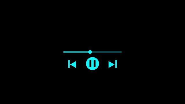 Modern Multimedia Player Interface with Animated Playback Controls Animation video.