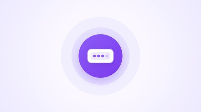 Password authentication input field with blinking cursor showing purple circular loading animation inside modern digital interface motion graphic video clip