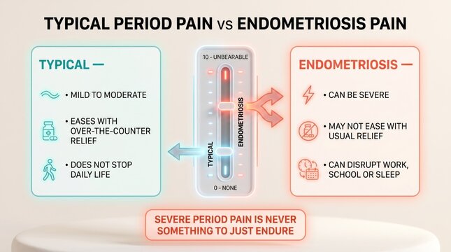 Typical period pain versus endometriosis pain infographic