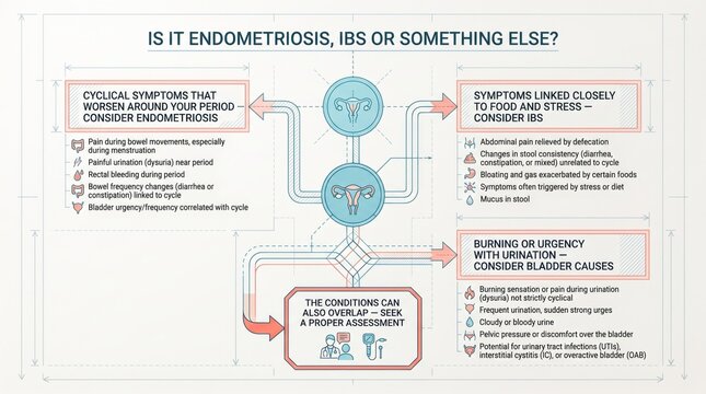 Endometriosis bowel and bladder symptoms infographic