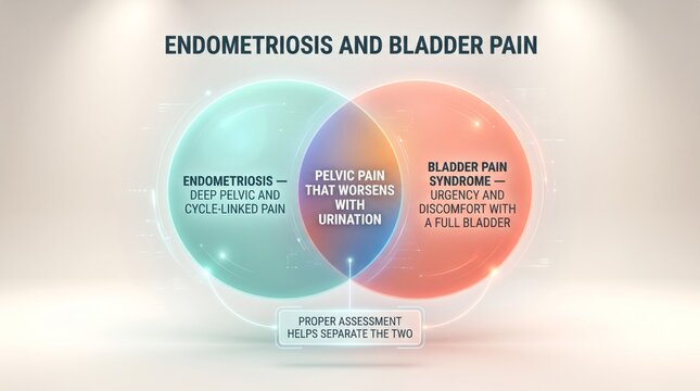 Endometriosis and bladder pain overlap infographic
