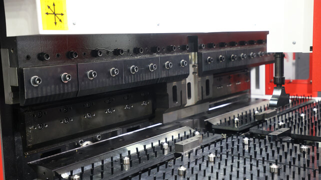 An industrial CNC hydraulic press brake