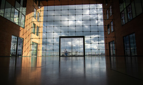 Modern architecture building with a large glass facade