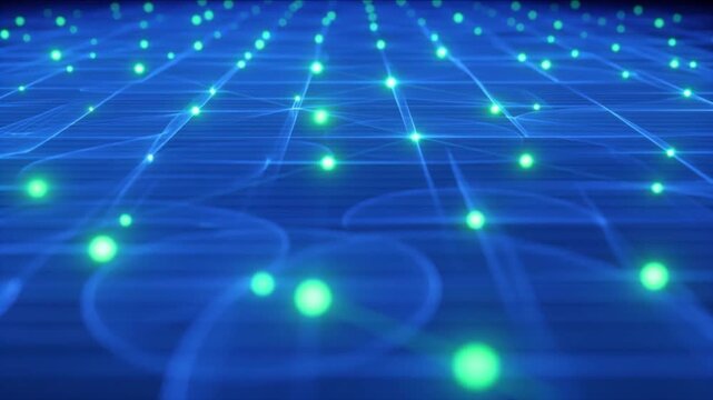 光周波数コムの電磁波面と閃光が垂直上昇展開する暗視野科学CG背景