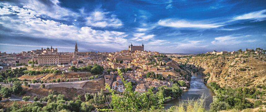 Panoramic City View,Toledo, Castilla La Mancha, Spain, Europe