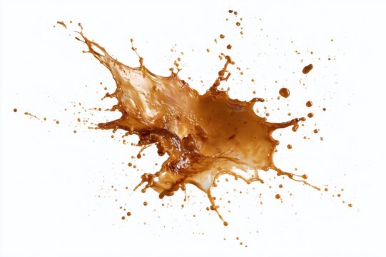 Coffee splash creating dynamic brown liquid burst