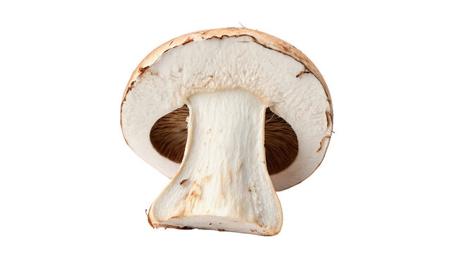 Single fresh raw white button mushroom agaricus slice