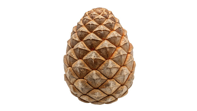 Single natural brown pine cone isolated on dark background