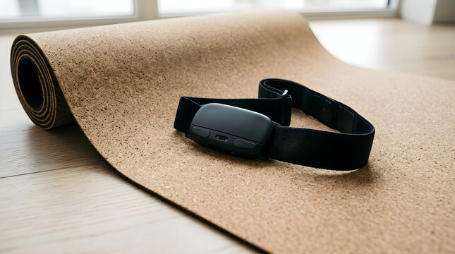 Biometric chest strap module cork connected in research lab with