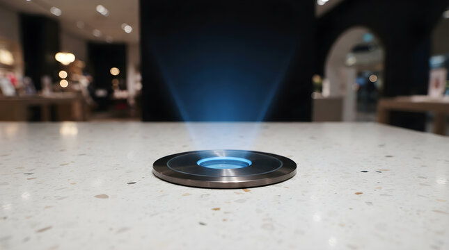 Biometric reader projecting blue connected in digital studio clean