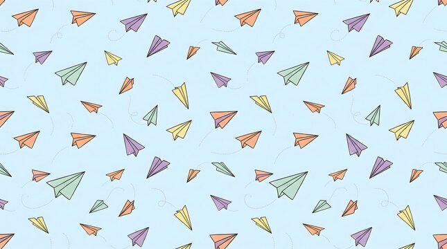 Cute paper planes pattern background design