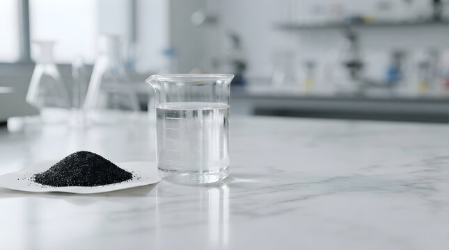Graphite powder electrolyte product showcase on clean surface with