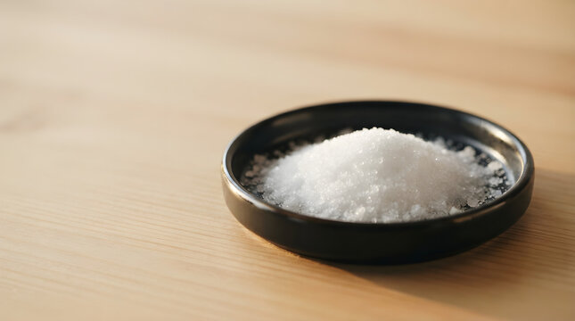 Lithium hydroxide powder dish on display counter in clean
