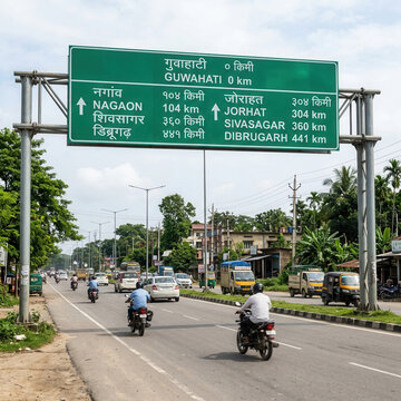 Indian Road Signage Guiding Travelers Towards Major Cities