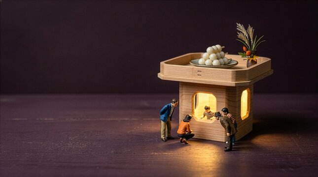 月見団子を飾ったミニチュア月見台