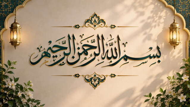 Bismillah background with golden ornament