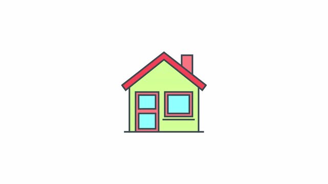 Minimalist Animated Cartoon House Icon for Real Estate and Property Design.